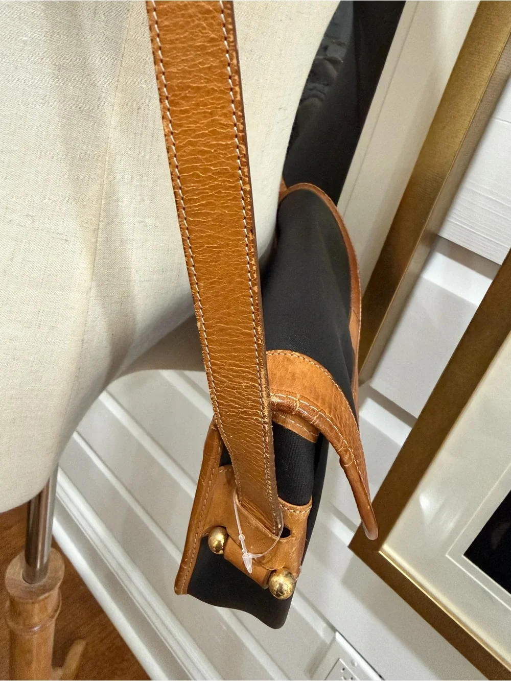 Dior Black and Brown Leather-Trim Crossbody Saddle Bag